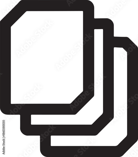 Layered rectangles with cut corners icon representing digital layout and graphic design