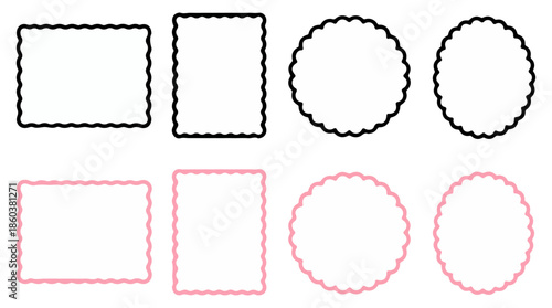 cute wavy frame icon set