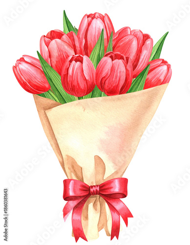 チューリップの花束のイラスト素材