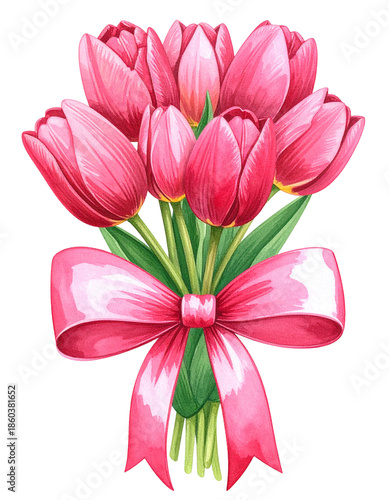 チューリップの花束のイラスト素材