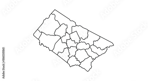A simple black outline map of Lexington County, South Carolina, showing the borders of its internal townships and districts.