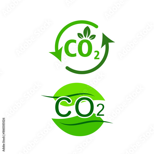 Eco-themed CO₂ recycling icons representing emission reduction, circular economy practices, and sustainable environmental strategies.