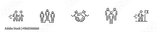 Business icon set. Teamwork line icons. Vector illustration.