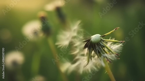 Dandelion Seeds Blowing in the Wind.