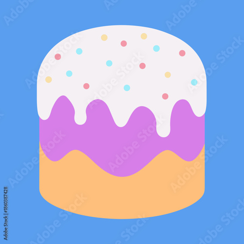 easter cake with icing and sprinkles  simple vecto 