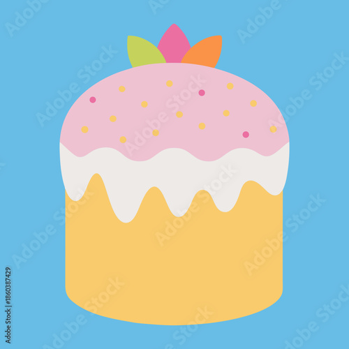 easter cake with icing and sprinkles  simple vecto 