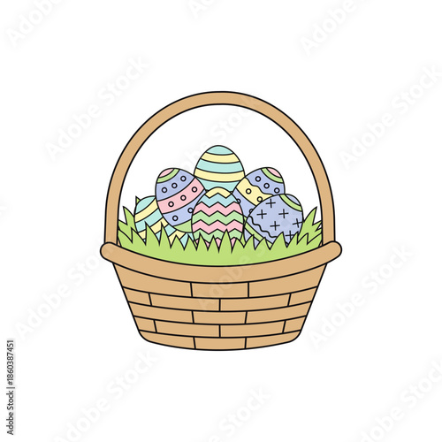 basket with easter eggs