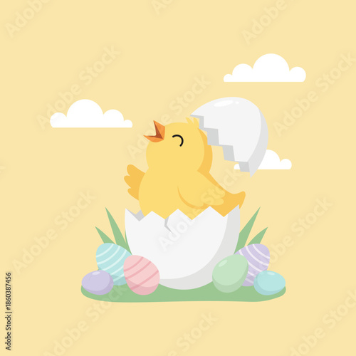 easter bunny with eggs