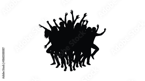 Group of people dancing together in joyful moment