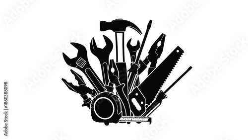 Collection of various hand tools for construction and repair