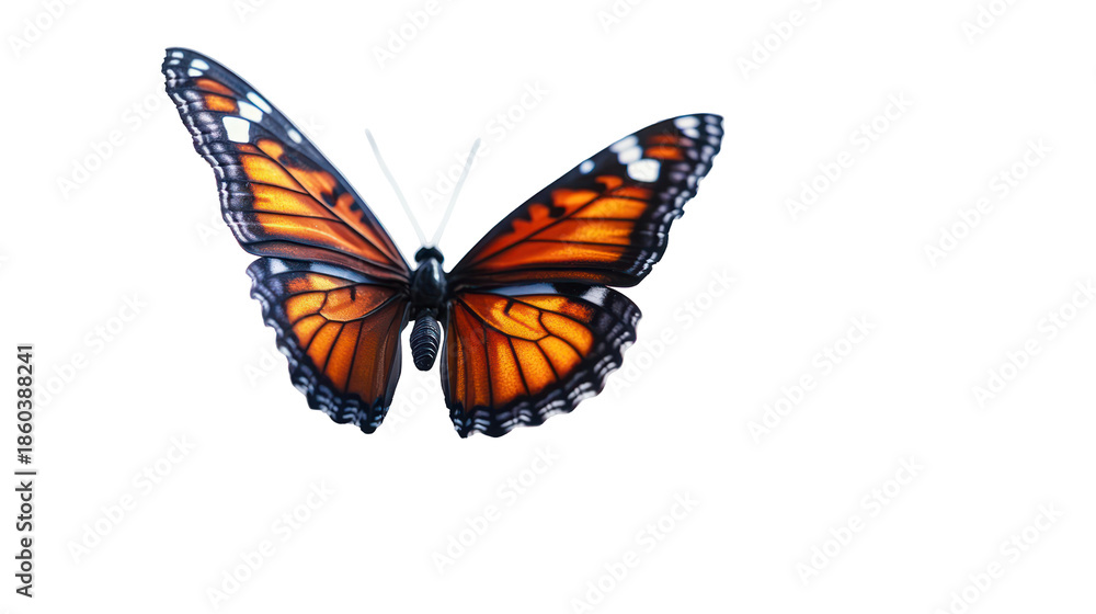 Naklejka premium Butterfly emerging with open wings transformation and new beginning on transparent background