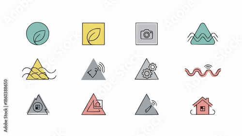 Collection of Abstract Environmental and Nature-Themed Icon Designs.