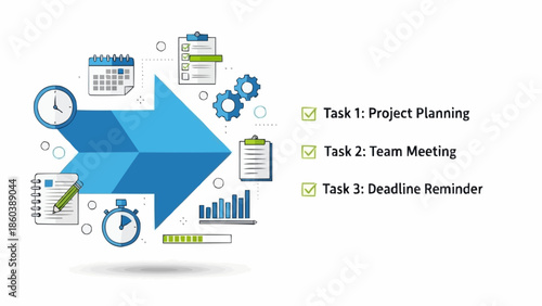 Project Planning and Team Collaboration Workflow Illustration.