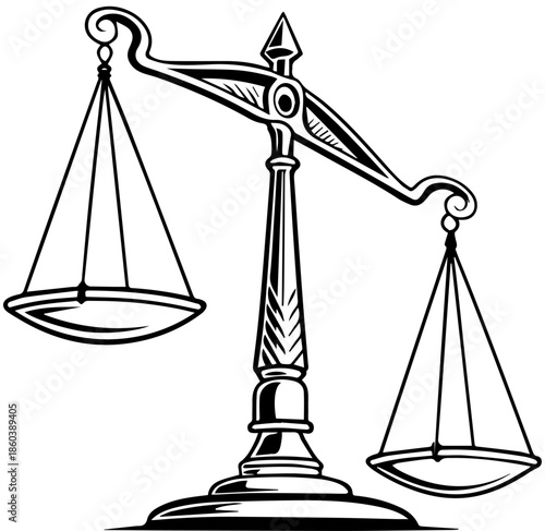 Scales of Justice Vector Illustration - Legal System and Law Symbol