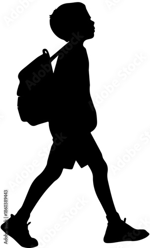 Silhouette of a Student Walking with Backpack - School Boy Vector Icon