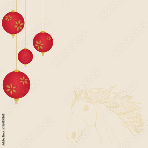 Lanterns and Horse Chinese Lunar New Year 2026