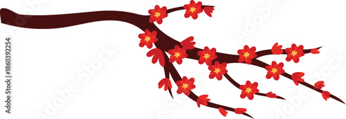 Curved Plum Blossom Branch for Chinese New Year Floral Design