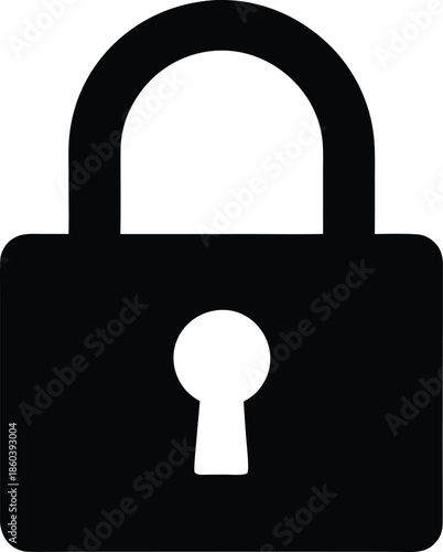 Secure padlock silhouette icon symbolizing privacy, vector illustration