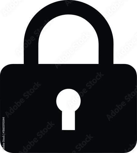 Padlock vector, Closed padlock security icon silhouette. vector illustration