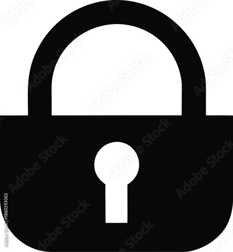 Padlock vector, Closed padlock security icon silhouette. vector illustration