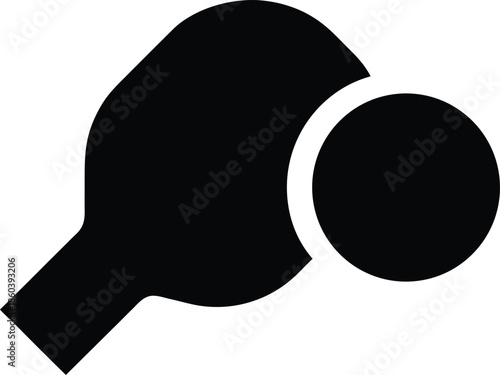 A minimalist depiction of a paddle and ball in a striking black silhouette. vector illustration icon design
