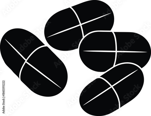 Silhouette pills showcasing medical and healthcare. vector illustration