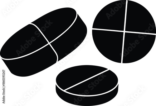 Silhouette pills showcasing medical and healthcare. vector illustration