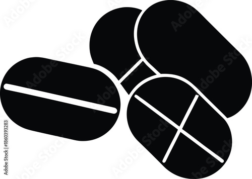 Silhouette pills showcasing medical and healthcare. vector illustration