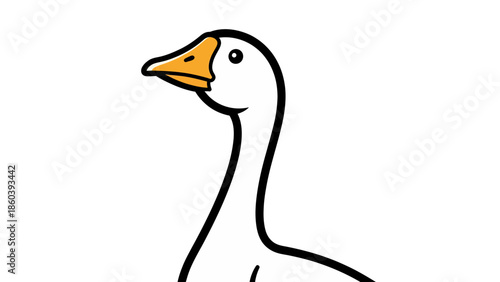 Minimal White Goose Head Vector Illustration