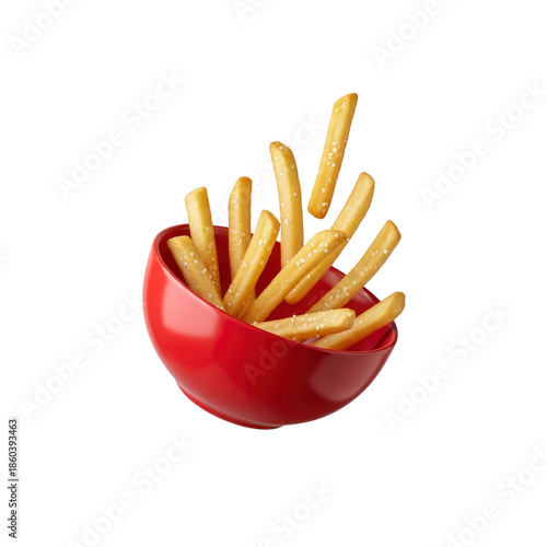 French fries in a red bowl