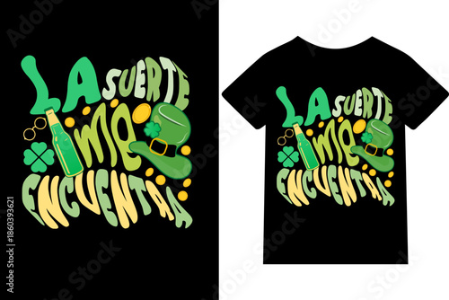 La suerte me encuentra -Diseño de camisetas, frases, carteles, tazas y tipografía creativa..