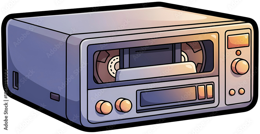 Fototapeta premium Retro VCR player with open compartment and control buttons