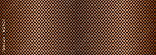 Wide metallic copper or bronze gradient speaker grill metal mesh vector background