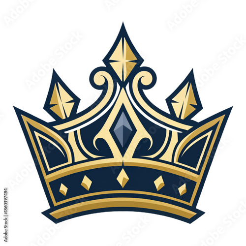 Vector Fractal Crown Crest Logo for Esports Team Branding