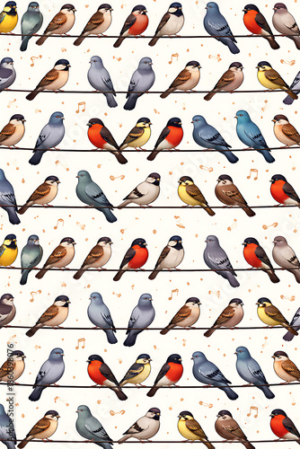 Birds on wires pattern
