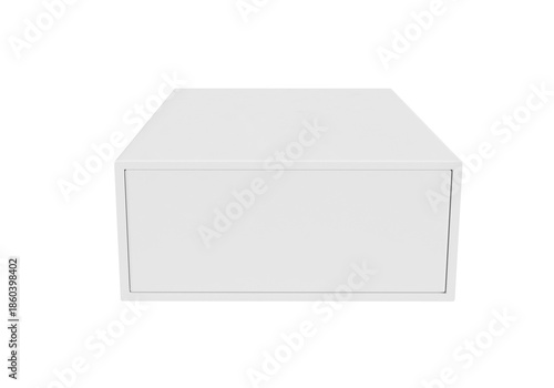 White blank paper slider box. Paperboard sliding lid container packaging. for design, transparent background