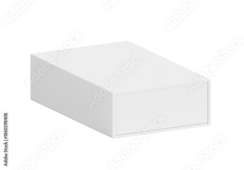 White blank paper slider box. Paperboard sliding lid container packaging. for design, transparent background