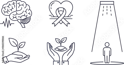 Simple Line Icons Representing Human Emotions Concepts.