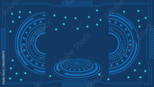 Abstract futuristic hud interface background with glowing circular panels ideal for sci fi tech dashboards presentations apps gaming and digital innovation designconcept future