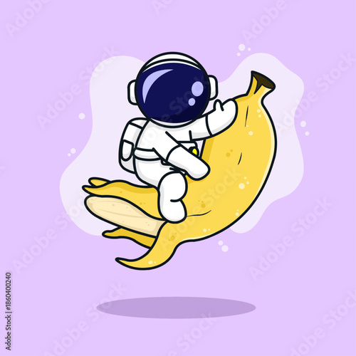 Astronaut Riding a Banana Flying Into Outer Space