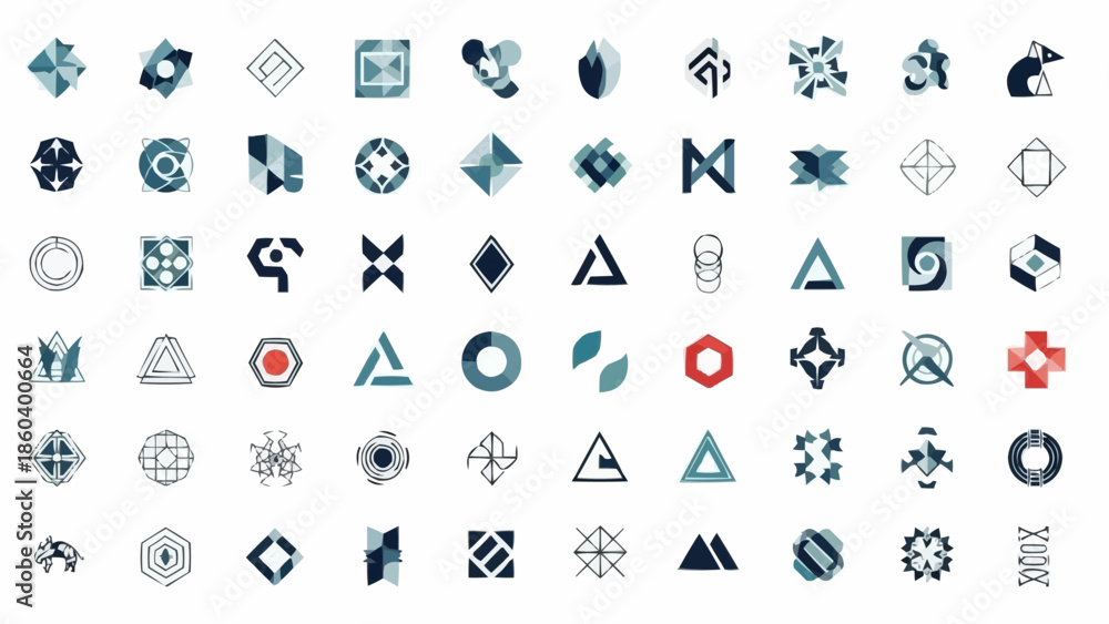 Fototapeta premium Collection of Abstract Geometric Logos and Design Elements.
