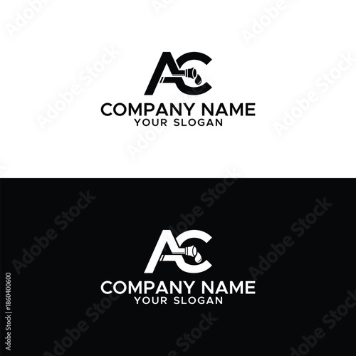 letter a c and plumbing logo design