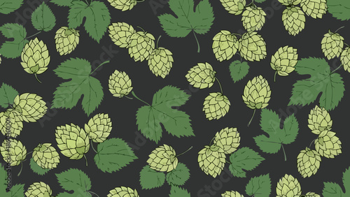 Detailed hops and leaves pattern perfect for brewing and natural design concepts