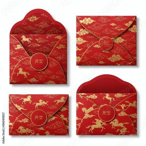 Chinese New Year 2026 Red Envelope Set Year of the Horse Ang Pao Mockup Collection