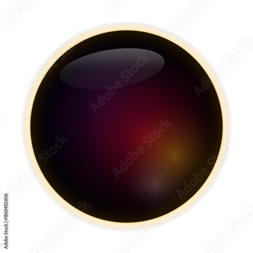 Futuristic Glossy Button Icon with Vibrant Neon Outline Effect