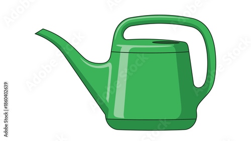 A simple cartoon illustration of a green watering can on white background
