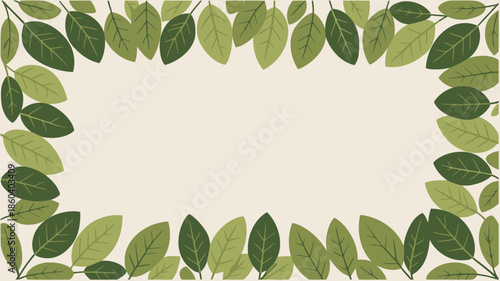Green leaves border frame for nature or eco friendly designs