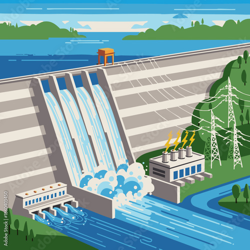 hydro power dam generating renewable electricity