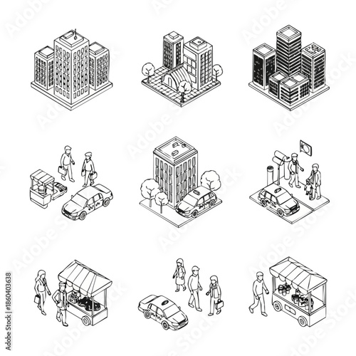 Isometric City Life Scenes: A Dynamic Urban Illustration Set for Business and Community Projects.