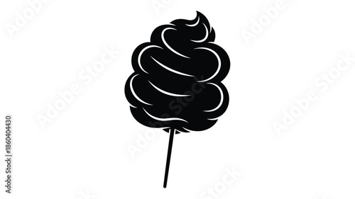 A swirling black cotton candy design a sweet treat silhouette
